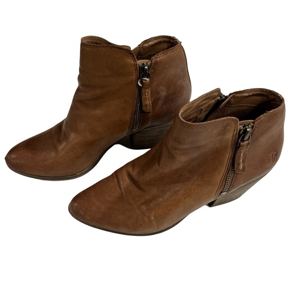 Frye Shoes - Frye Judith Zip Casual Ankle Booties Womens Size 7 M Cognac Brown Leather